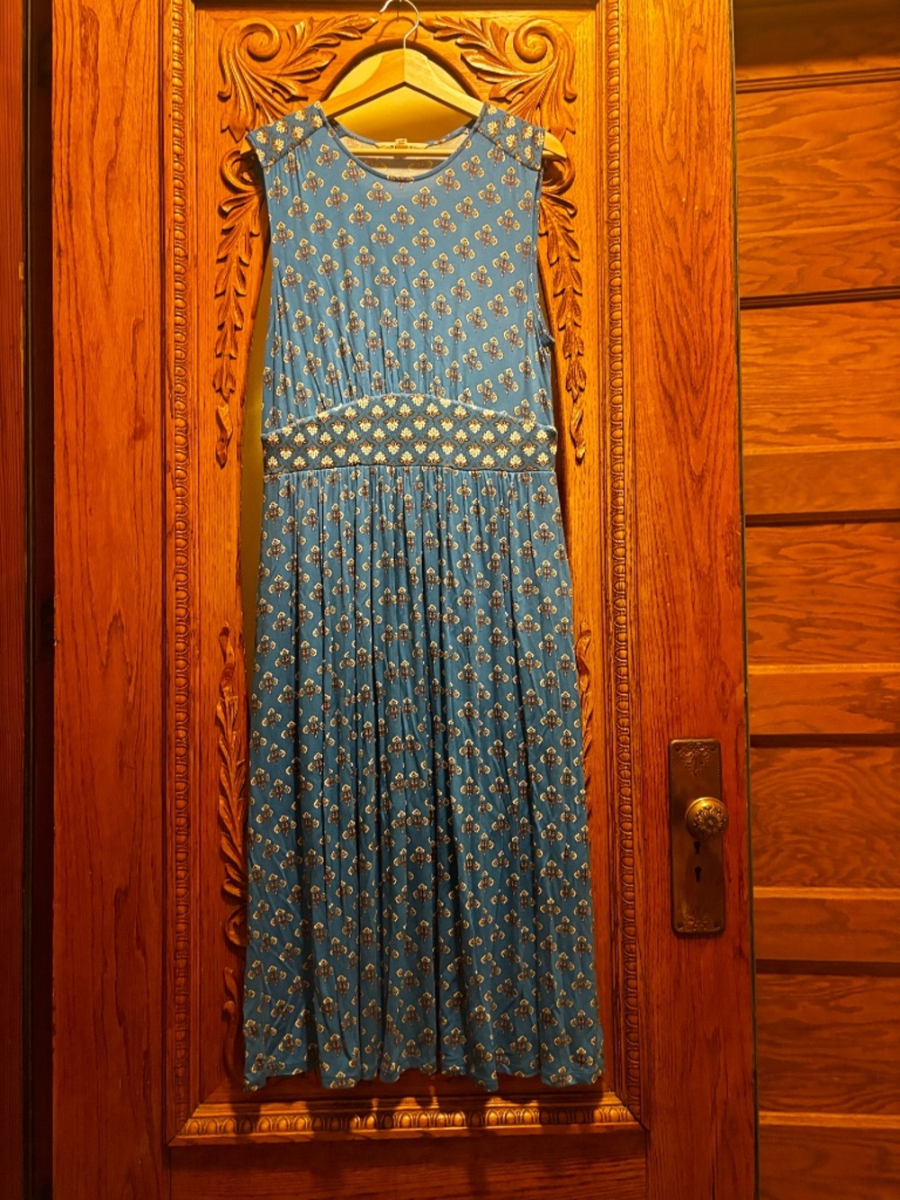 Boden Thea Sleeveless Midi Dress, Indigo Bunting Passion Stem Size 10R - Picture 3 of 9